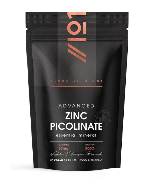 Zinc Picolinate 50mg – 90 Vegan Capsules (3 Months Supply) – 500% Daily NRV - Elemental Zinc Picolinate - Resealable and Recyclable Pouch – by Alpha01