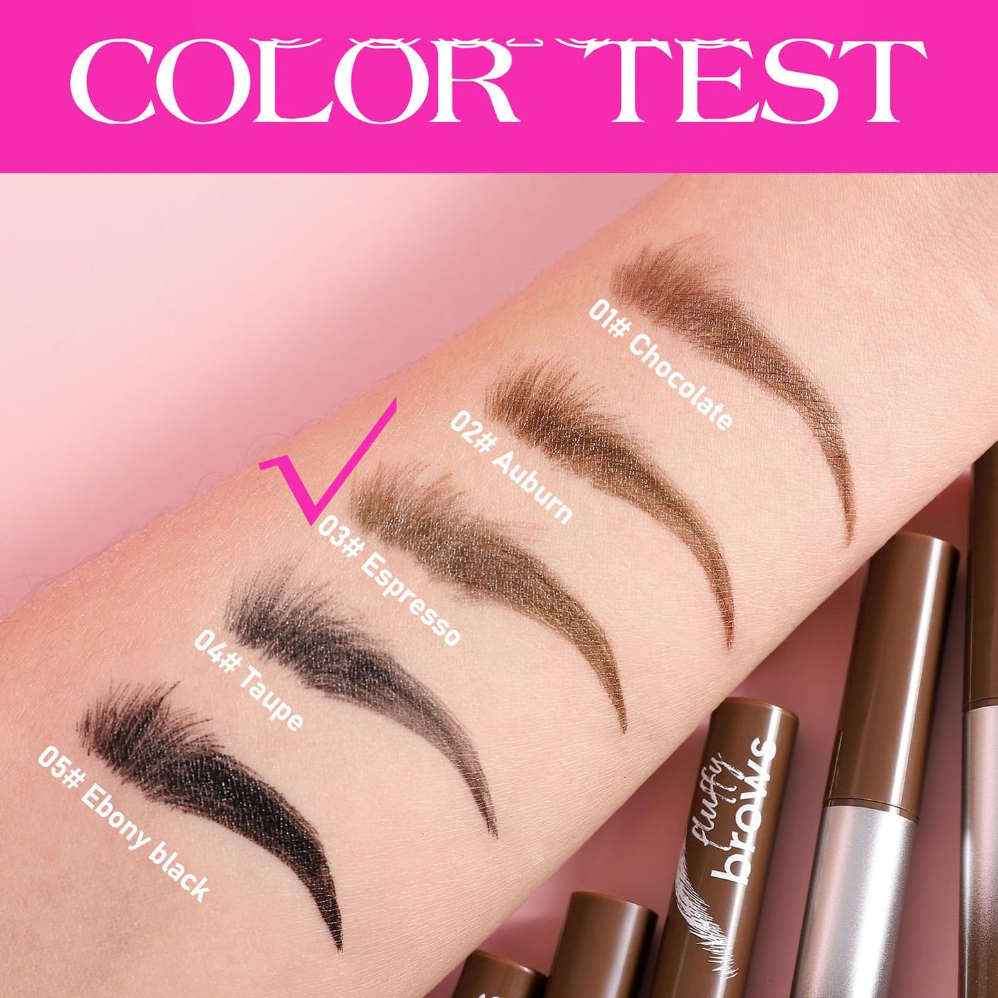 Magic Liquid Eyebrow Pen & Angled Brush Pencil - Waterproof, Long-Lasting For Natural Full Brows (03 Espresso)