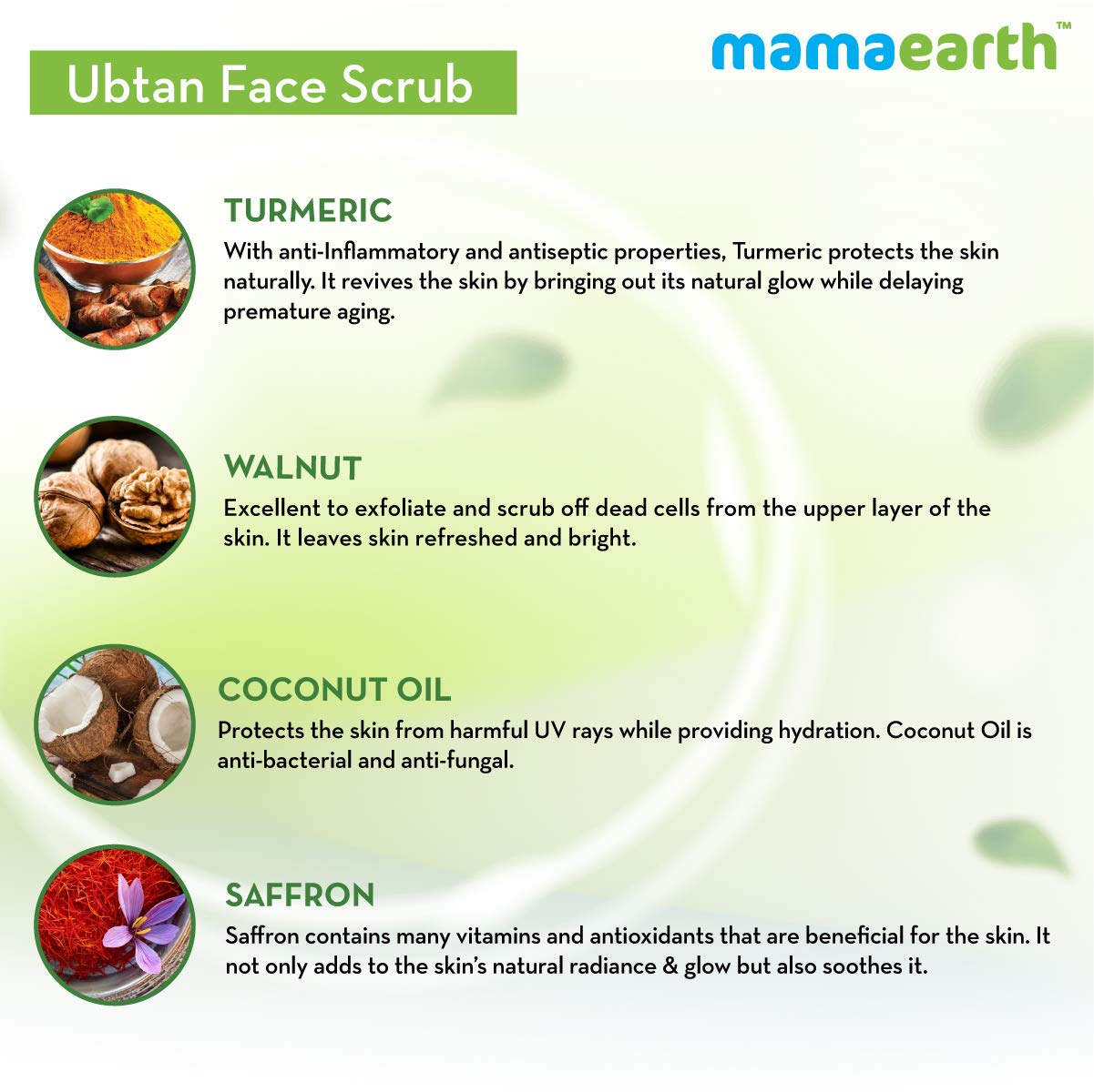 Mamaearth Ubtan Scrub For Face with Turmeric & Walnut for Tan Removal - 100g
