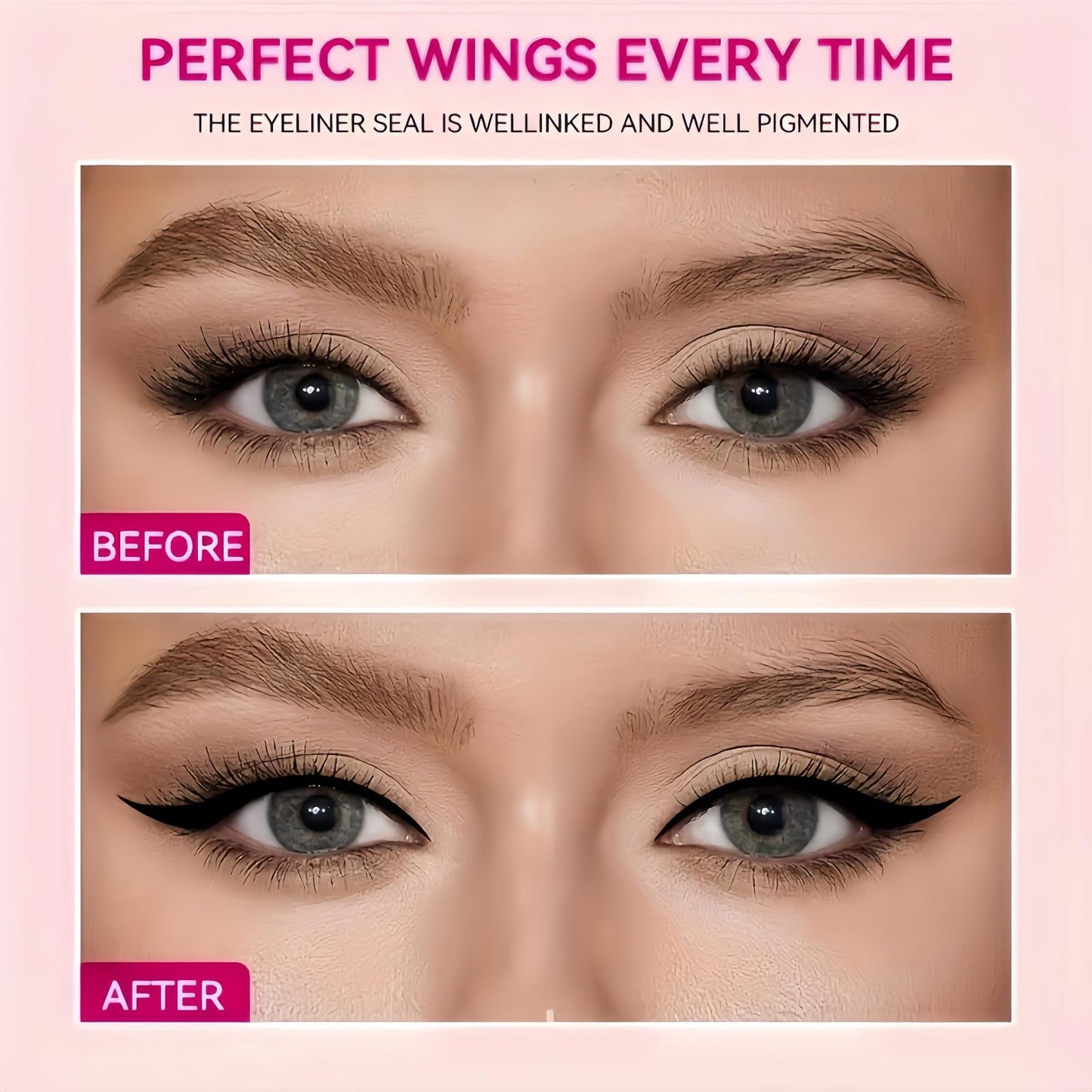 QinZiEn Eyeliner Stamp,Double-Tip Rotatable Winged Eyeliner Stamp,Waterproof Eyeliner,Non Smudge Eyeli/ner,Eyeli/ner Tool for Beginner,Eye Make-Up,Eyel/iner Stencil,Quick Dry Eye/liner Pen,Black Eye/liner