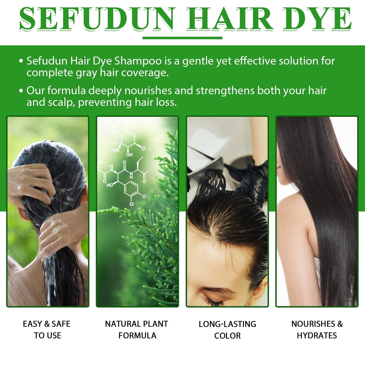 Generic 3-in-1 Herbal Hair Dye Shampoo, Herbal Hair Dye Shampoo Deeply Nourishing, Natural Brown Hair Color Solution for Women & Men