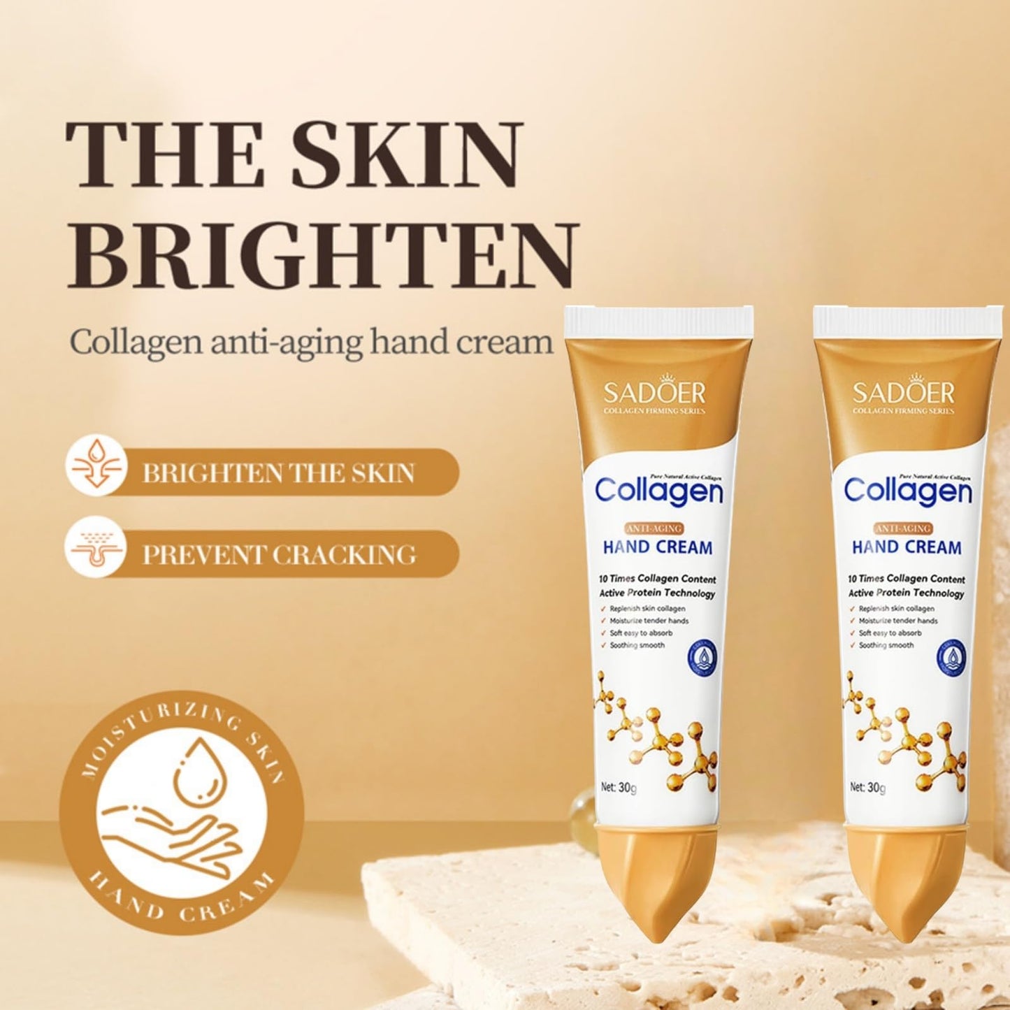 GUOUURR 2PCS Anti-Aging Hand Cream Duo with Collagen - Intensive Cracked Hands Repair Cream for Women, Deep Hydration & Rejuvenating Skincare Duo Set