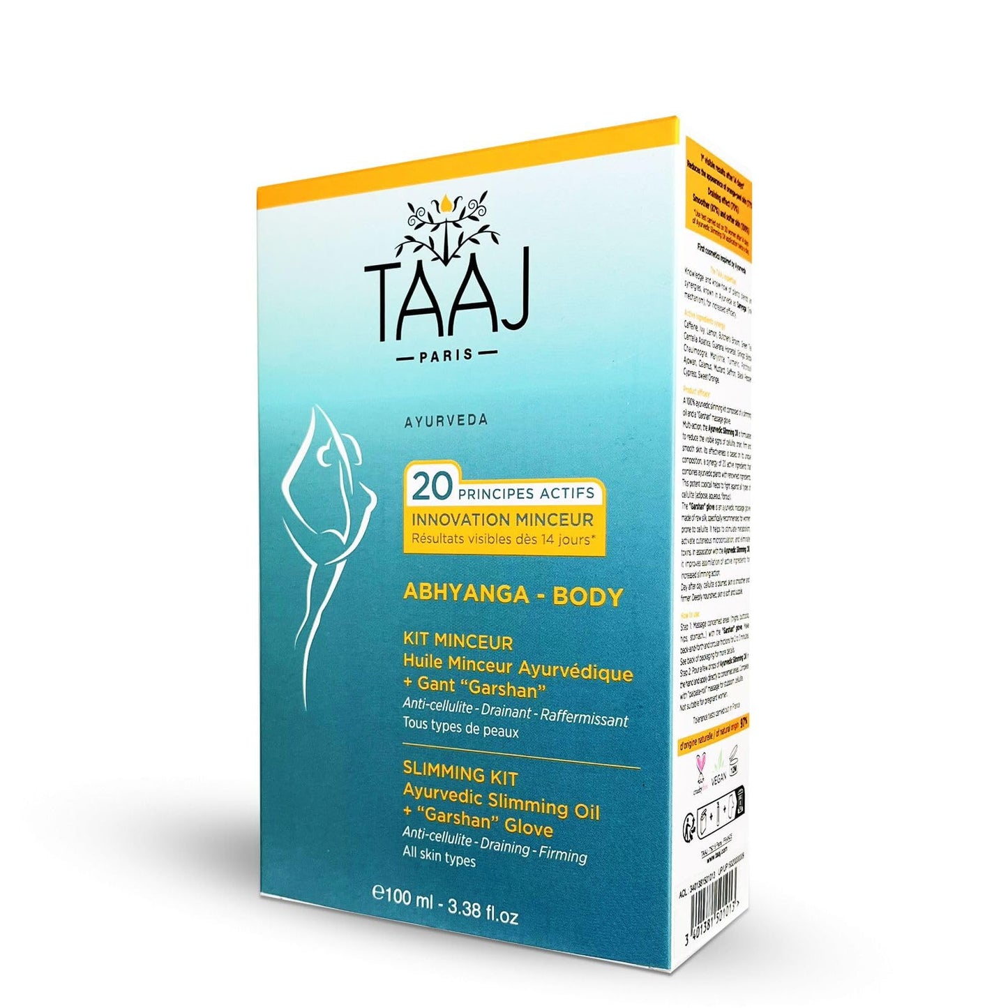 TAAJ | Ayurvedic Slimming Oil - ABHYANGA | Anticellulite Firming and Draining Oil | Firms and smoothes the skin | Reduces the appearance of cellulite | Deeply nourishes | Vegan | 100 ml