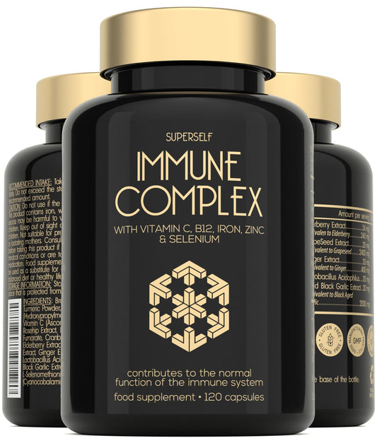 Immune System Booster - Immune Support & Recovery Supplement - Vitamin C, B12, Zinc, Iron, Selenium, Elderberry, Probiotics - Immune System Vitamins for Adults - 120 Capsules - Vegan Immunity Complex