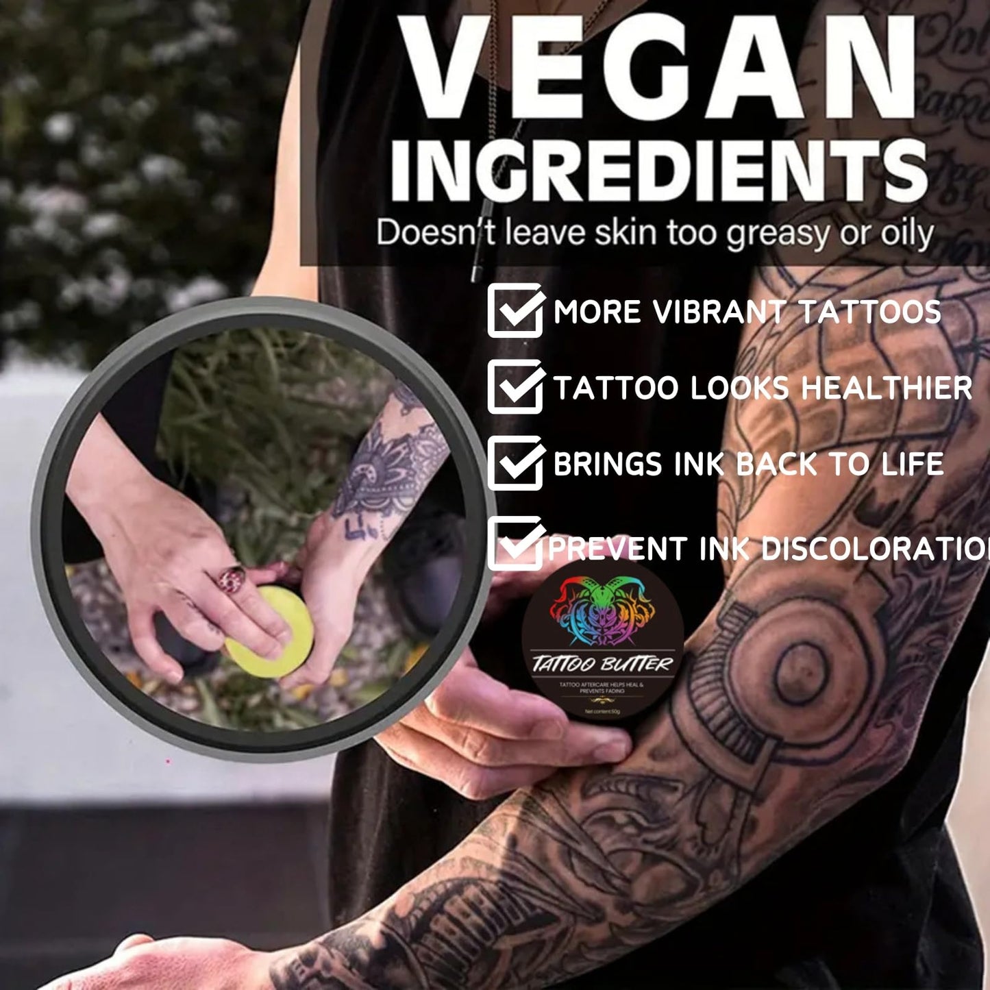 Tattoo Butter - Tattoo Aftercare - Tattoo Aftercare Body Butter for Color Enhancement,Hydrating,Nourishing - Natural Tattoo Body Moisturiser - Tattoo Aftercare Butter Balm - Tattoo Aftercare Cream