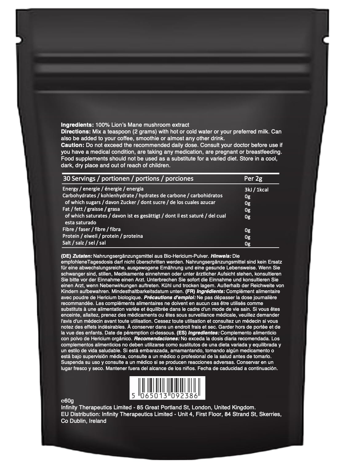 Charava Lion's Mane Mushroom Powder - 100% Organic - 2,000mg per Serving - Vegan & Non GMO - High Strength - 60g - 30 Day Serving - Cognitive Function Support & Memory Booster - Adaptogens for Energy