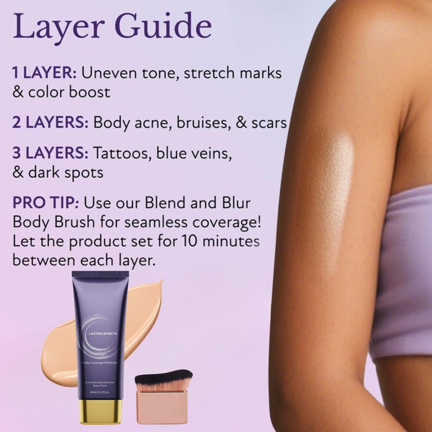 SHEBEEDO Body Coverage Perfector with Brush,Radiant Glow Tattoo Cover Up Makeup,Long-Lasting Waterproof All-Over Complexion Perfector,Leg Makeup to Cover Veins All In One Moisturiser Concealer