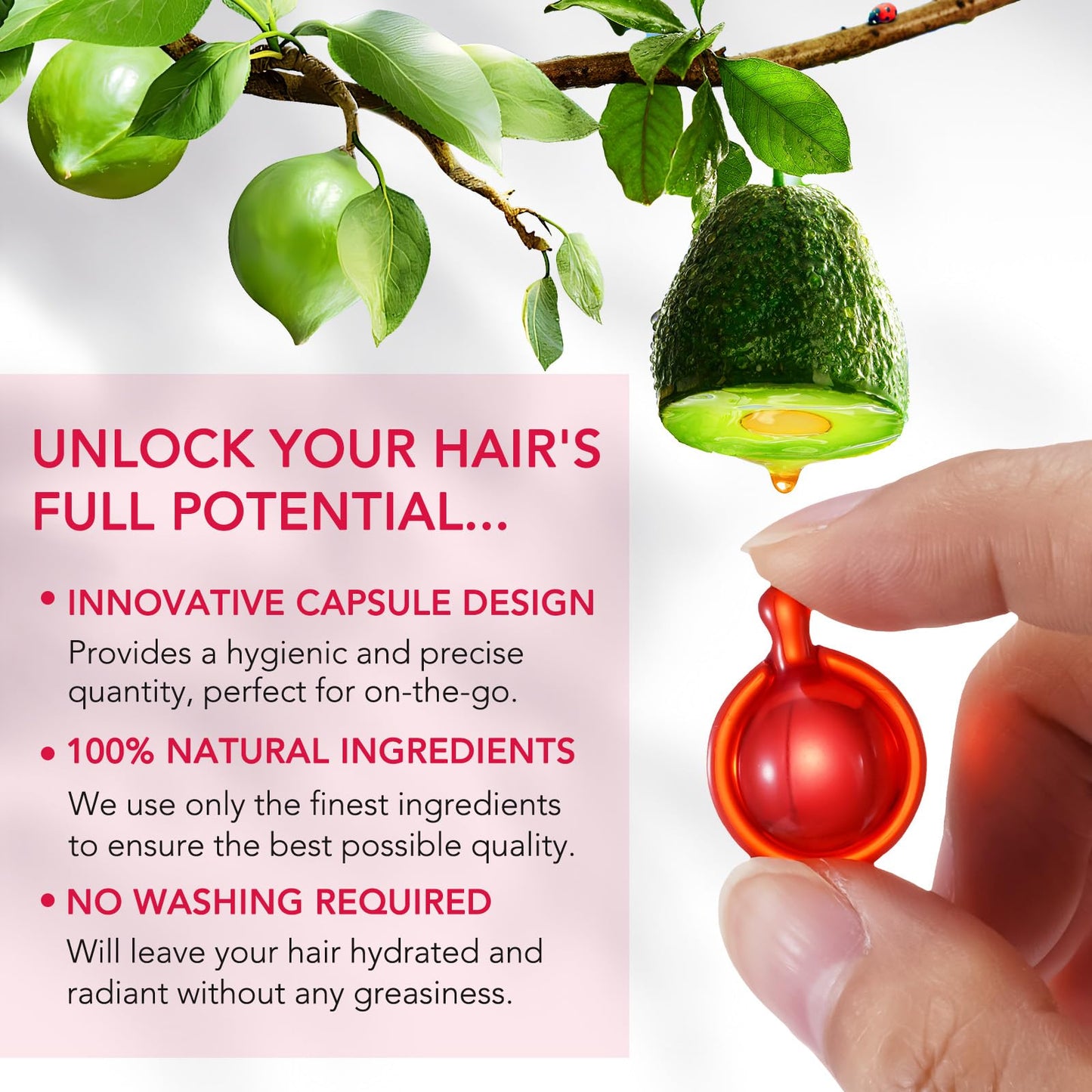 Generic Hair Care Essence Capsules 40Pcs, Hair Treatment Serum, Rich In Vitamins A.C.E And B5, Moroccan Oil & Macadamia Oil & Avocado Oil & Repair Damaged Hair, Increases Hair Resilience And Shine