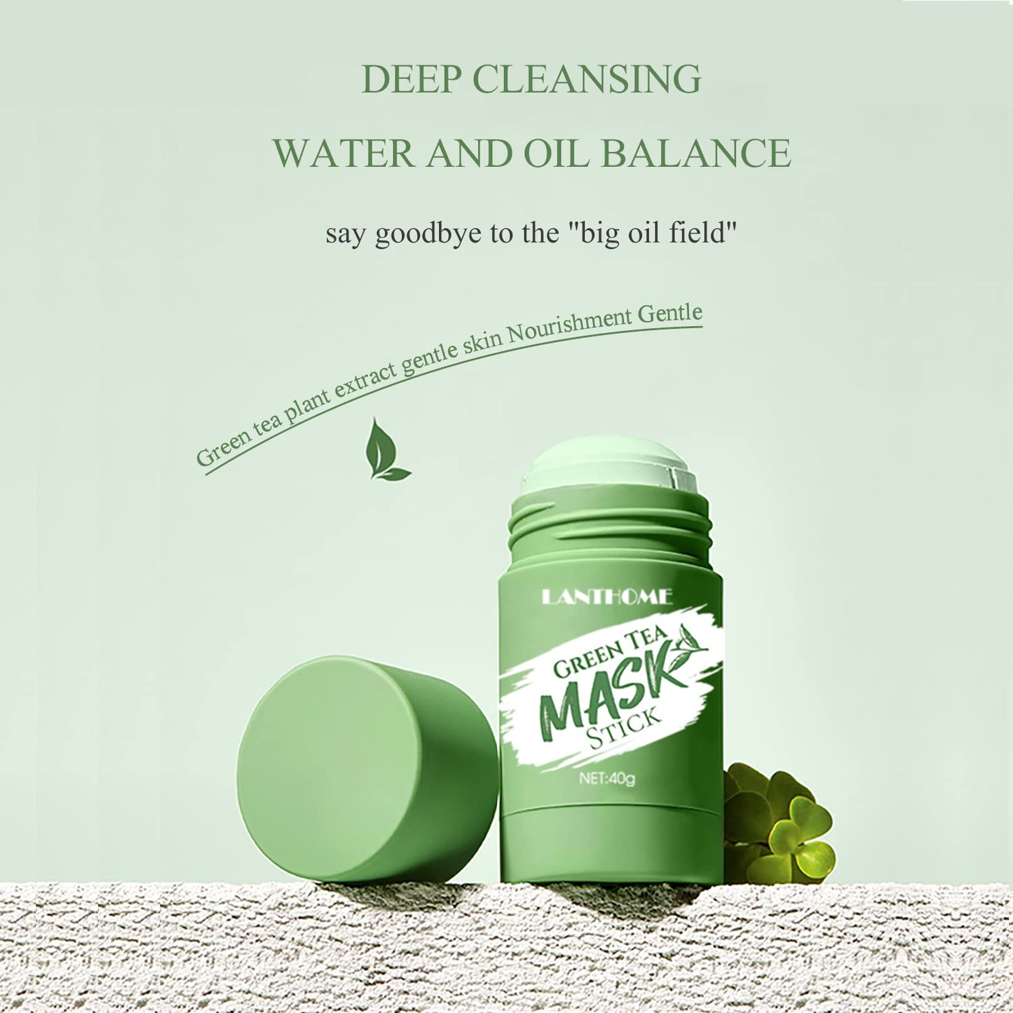 Nova9 Green Tea Musk Clay Facial Deep Cleansing, Whitening, Poreless Skincare Green Mask Stick
