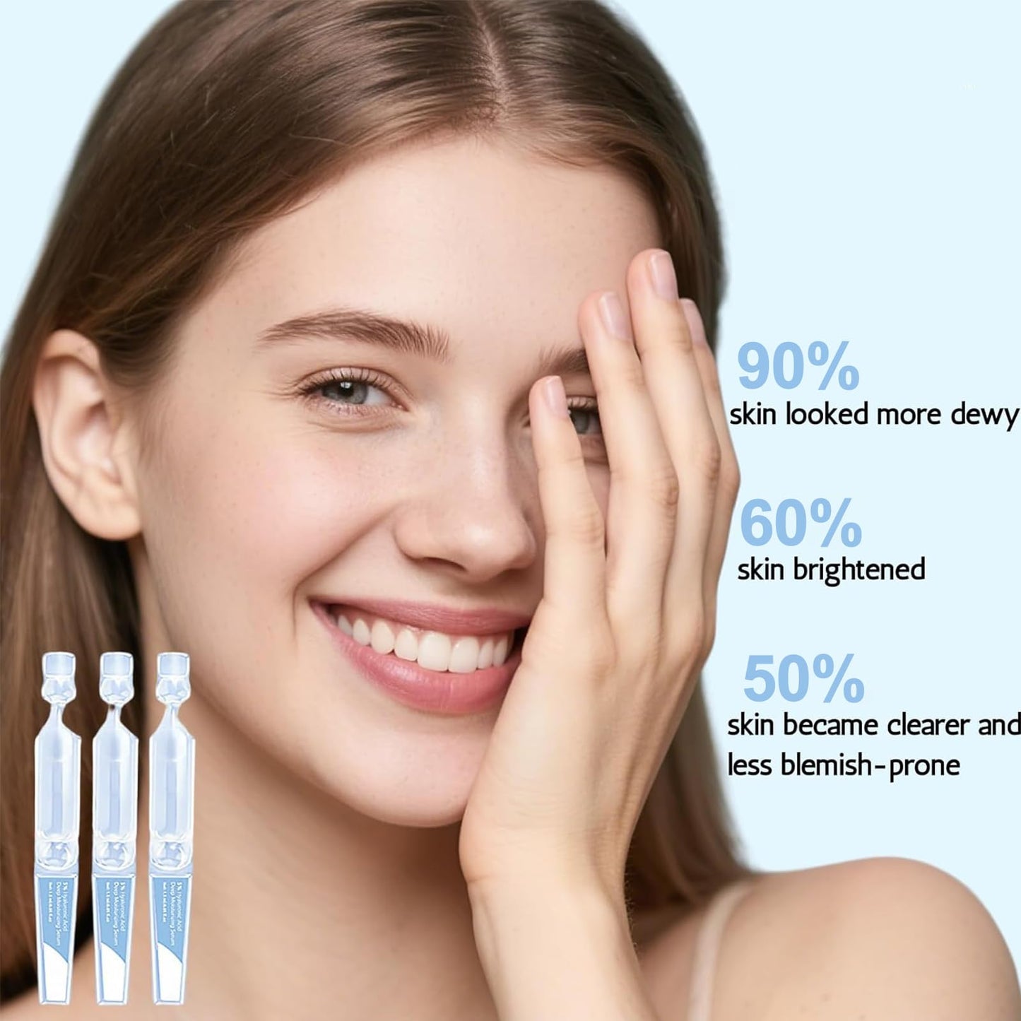 Trendyfave 30Pcs 5% Hyaluronic Acid Serum, Ultra Hydrating Serum, Hyaluronic Acid Seru m for Face, Lightweight Essence for Glass Skin, Pre-Makeup Skincare, Plumping & Anti-Aging, Long-Lasting Hydration