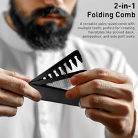 2-In-1 Folding Pocket Comb for Men,Folding Comb Travel Foldable Brush Co/mb Portable Hair Brush,Portable Fine Tooth & Wide Tooth Travel Co-mb,Foldable Hair Br/ush,Fold-ing Co/mb,Tra-vel Br/ush