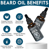 Lorenti Premium Beard Oil 100% Natural Beard Conditioner & Organic Moroccan Argan | Vitamin E Beard Oils Helps Volume, Moisturize & Nourish Beard Growth 1.69 Fl Oz (50ml)