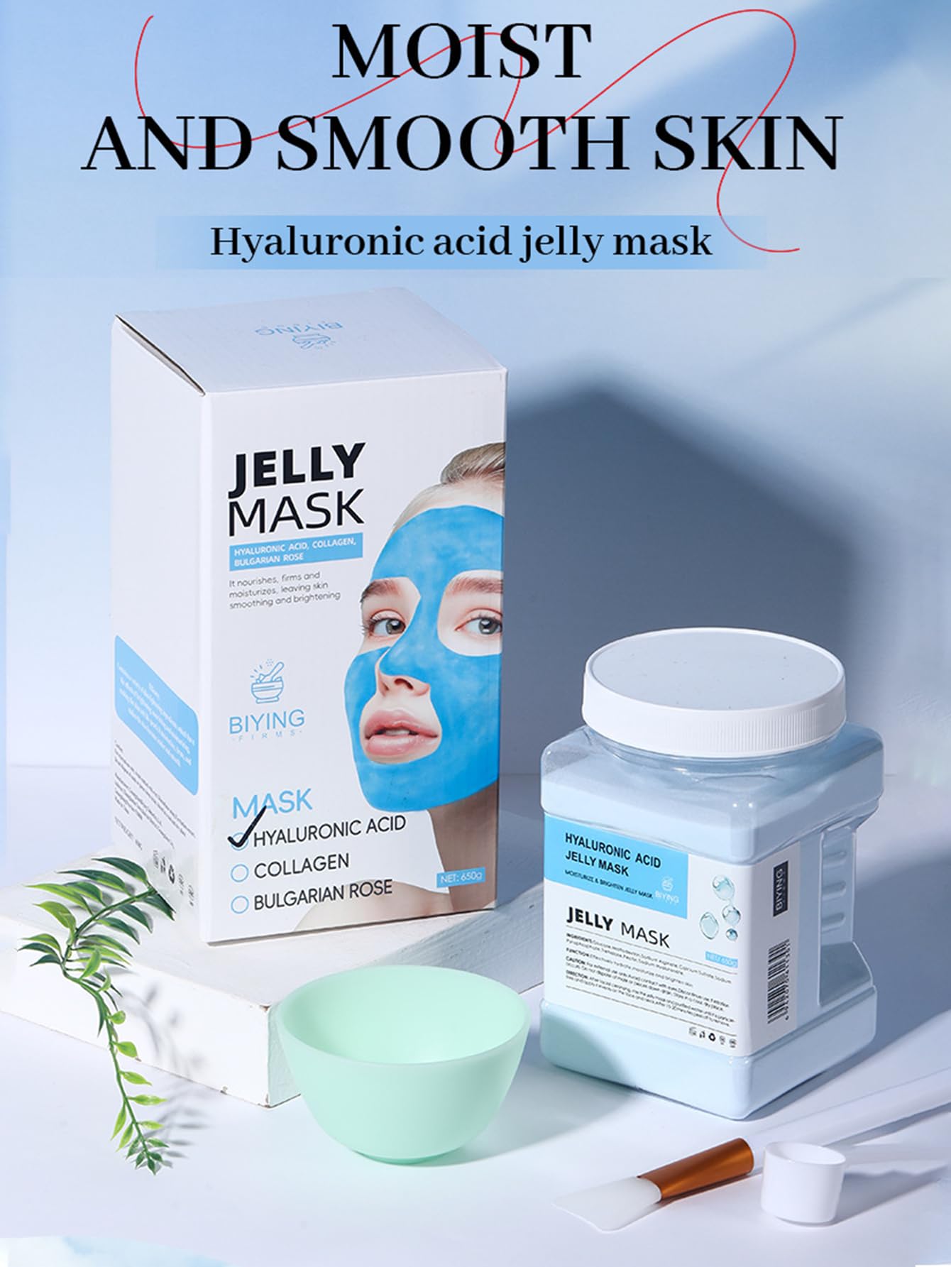 Jelly Face Mask Kit, Peel Off Powder 650g Jelly Face Mask Set Moisturizing and Hydrating Repair and Smooth Skin Care for Home Salon Spa Kit (HYALURONIC ACID)