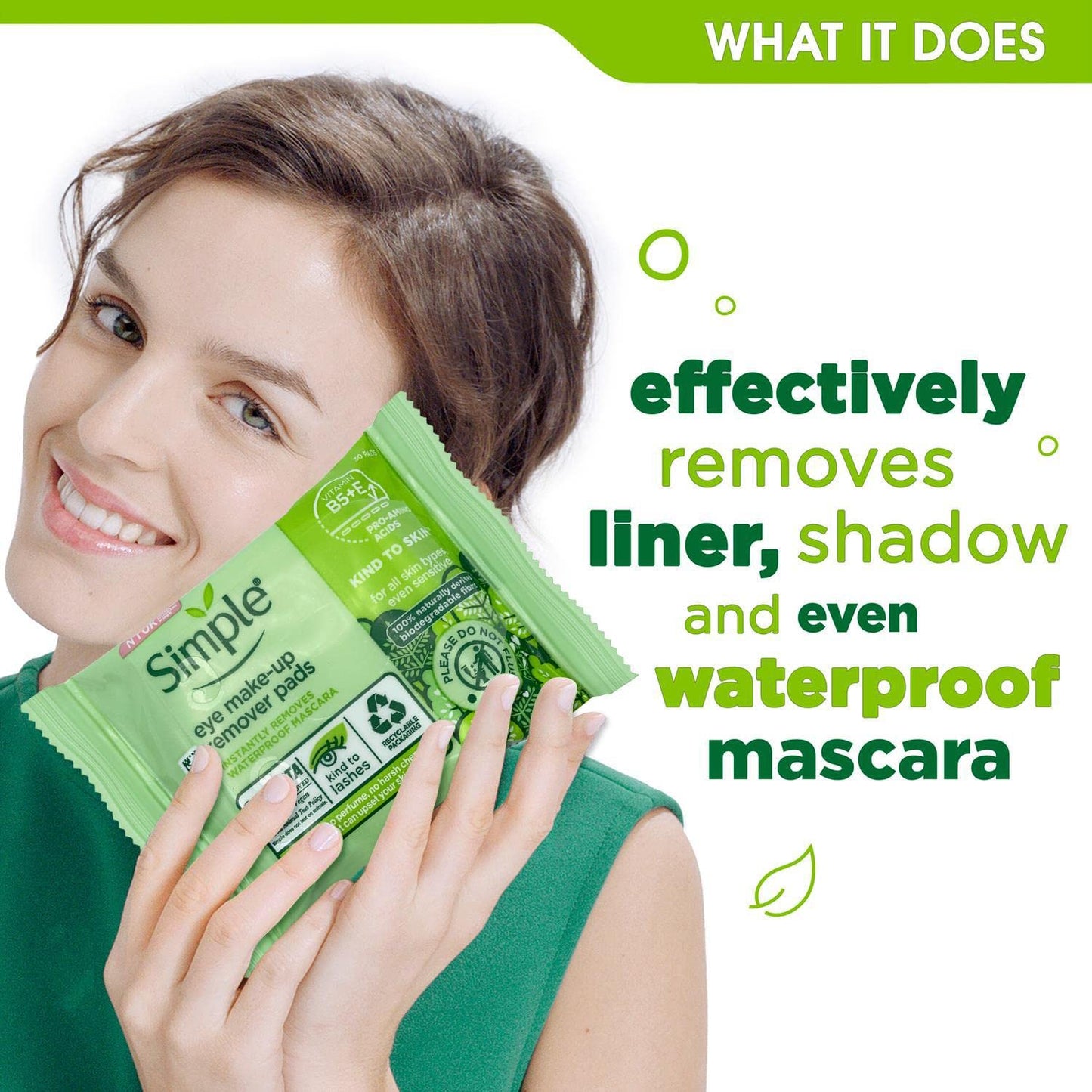2 PACKS =60 Pads of Simple Kind to Eyes Eye Make-Up Remover Pads