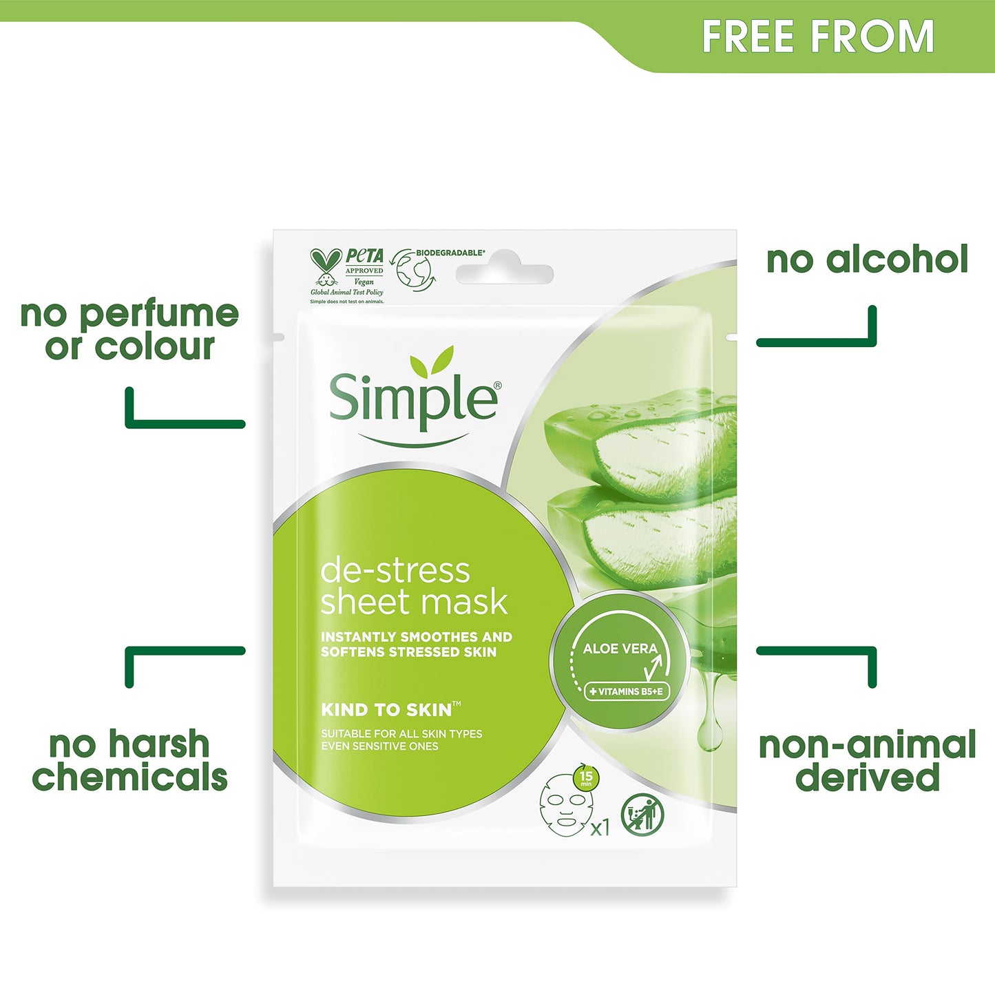 Simple Kind to Skin Sheet Mask De-Stress 1PC
