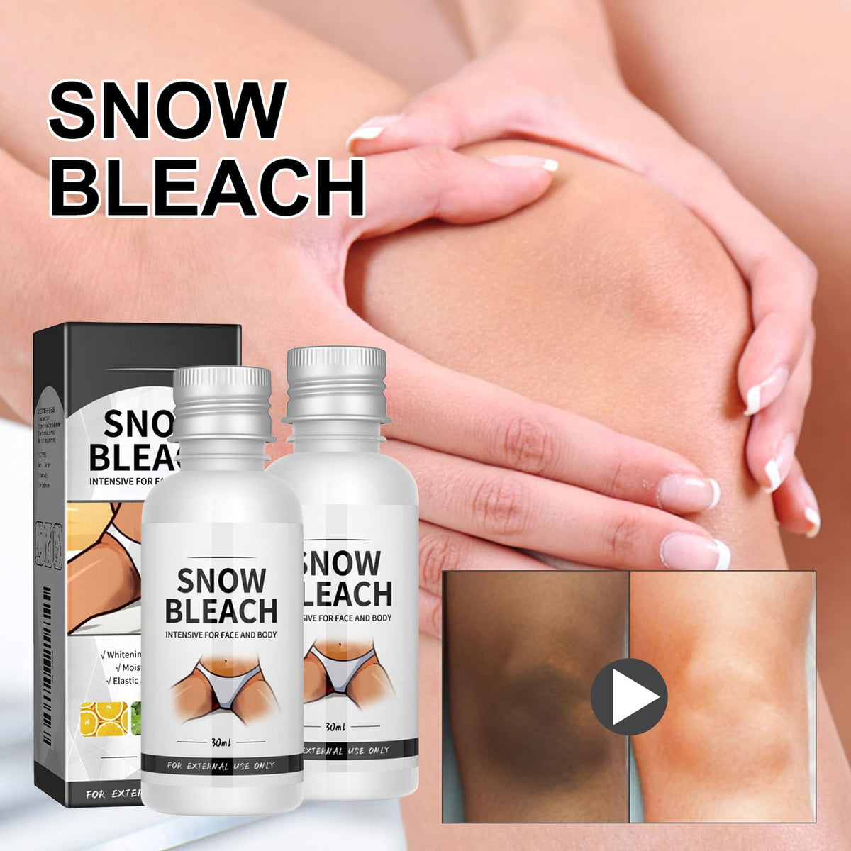 ISBEAUSOLS Snow Bleach Cream 2PCS - Skin Bleaching Cream - Whitening Creams with Centella & Niacinamide - Underarm Whitening Products Effective for Armpit, Knees, Elbows & Knuckles - Skin Lightening Creams