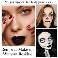 GEEWHILE Black Lipsticks for Women Long Lasting ighly Pigmented Black Lipstick Matte Lightweight Moisturised Lip Gloss, Black Lipstick for Halloween Cosplay