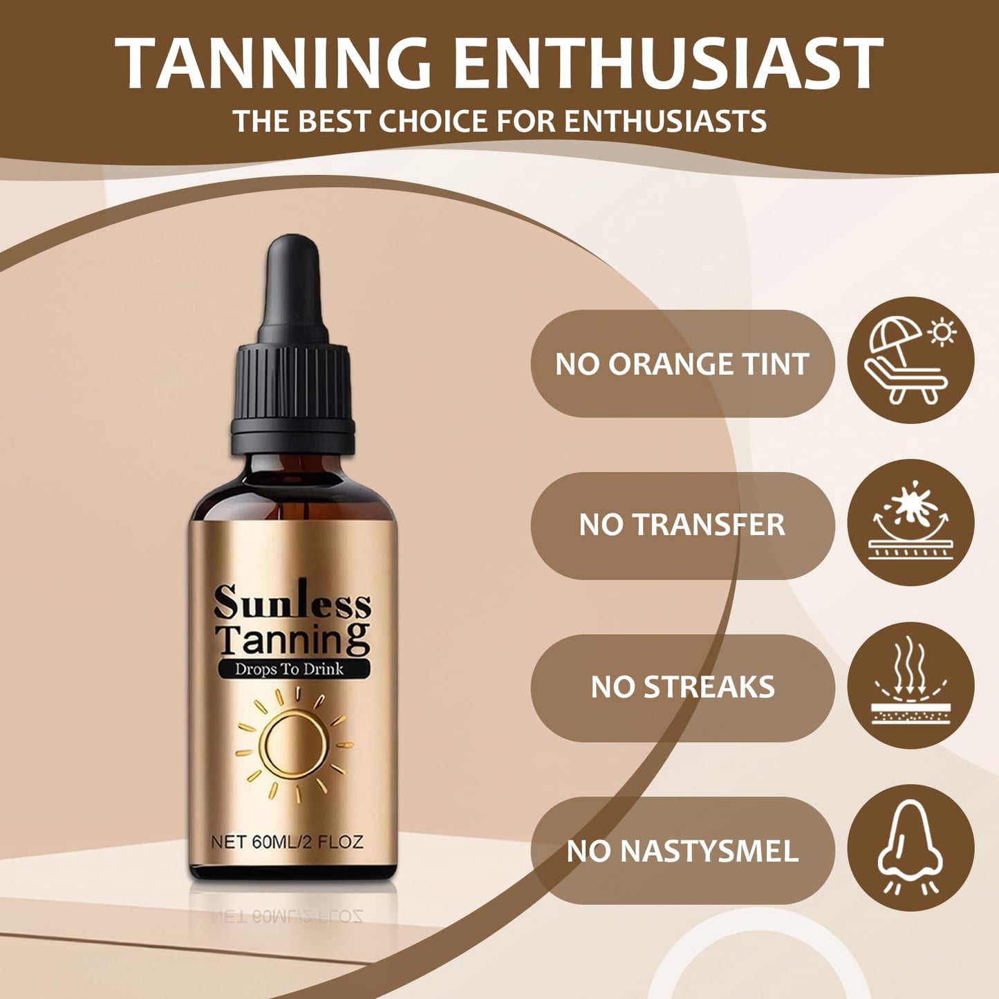 GMHLLES Sunless Tanning Drops, Self Tanning Drops, 60ml for Face And Body | Moisturizing and Nourishing to Make Skin Smooth and Elastic