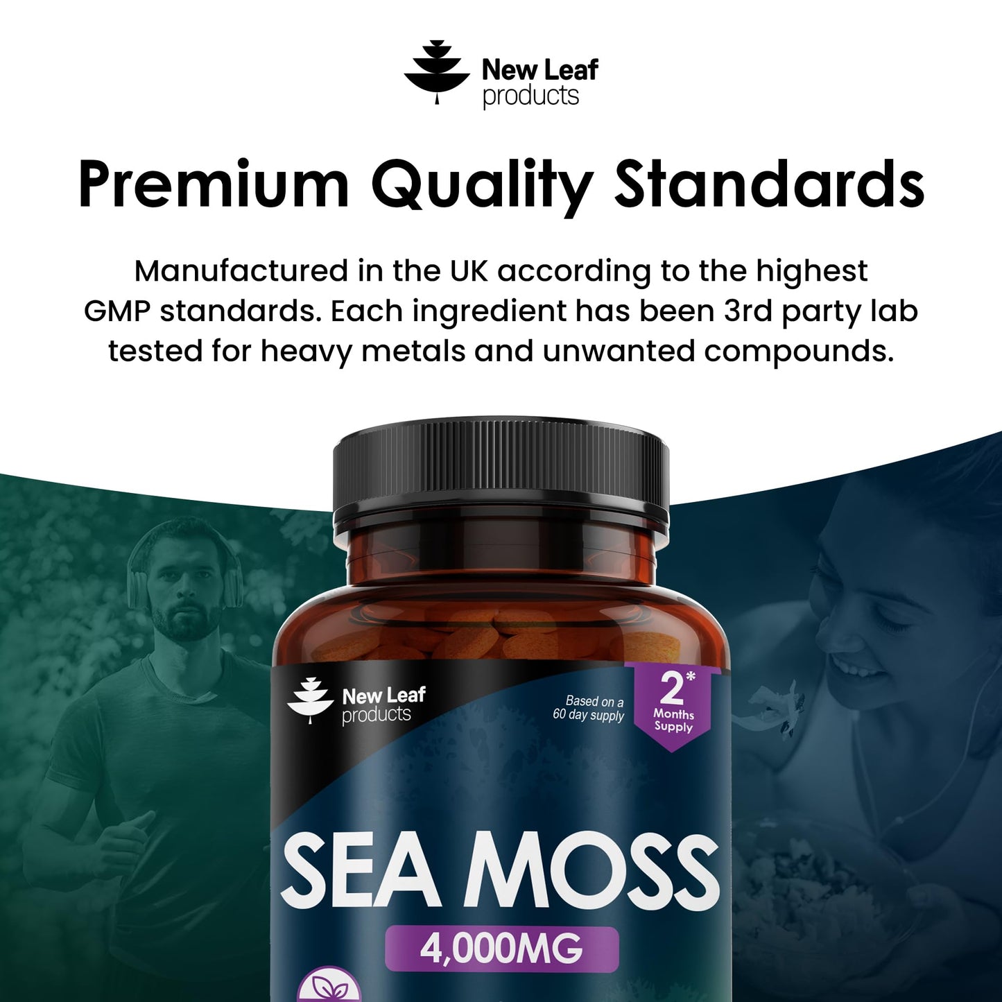 Sea Moss Tablets Extract High Strength 4000mg - Sea Moss Supplement 120 Tablets (not sea moss capsule) High Potency - UK Made - Vegan - Non GMO
