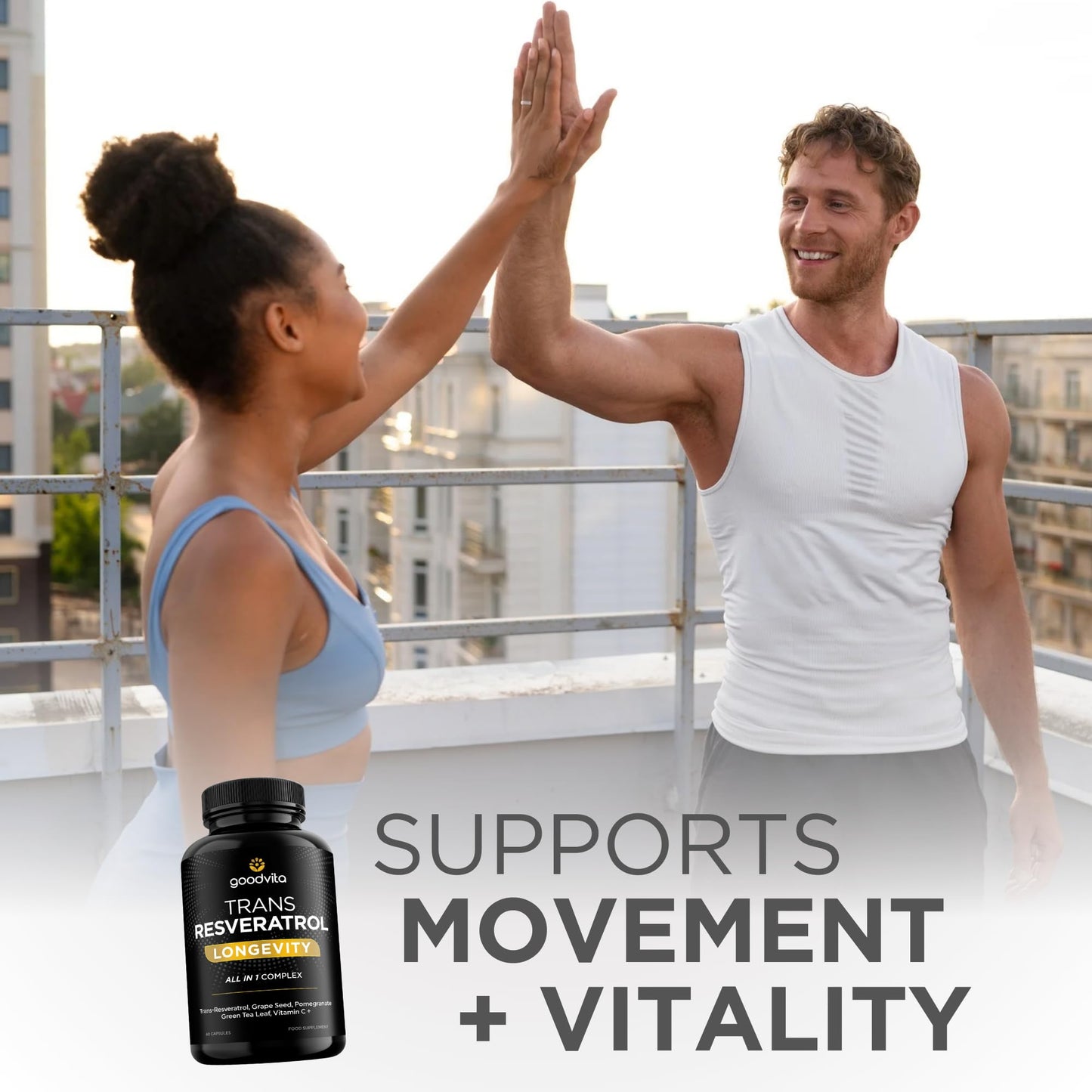 Trans Resveratrol Supplement 650mg | UK Made | 60 Capsules, 2 Month Supply | Antioxidant, Anti-Aging, Immune, Joint Support | Grape Skin, Pomegranate, Vitamin C | Rich in Polyphenols | Goodvita