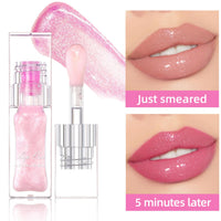 MEITREND Colour Changing Lip Oil,Hydrating Lip Gloss Magic Colour Changing Lip Oil,Moisturizing Plumping Lip Gloss Lip Oil Tint For Women Girls Pink Lips