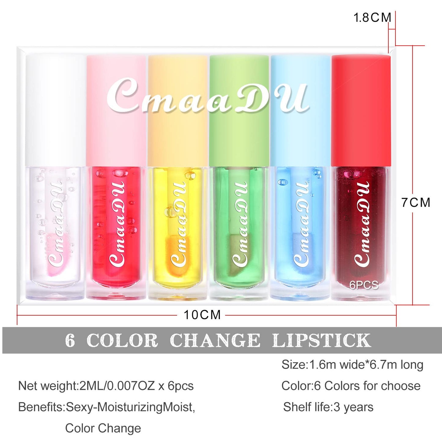 Mrettick Hydrating Lip Glow Oil 6 Pack Moisturizing Lip Balm Fruit-Flavored Lip Gloss Set Lip Care Kit