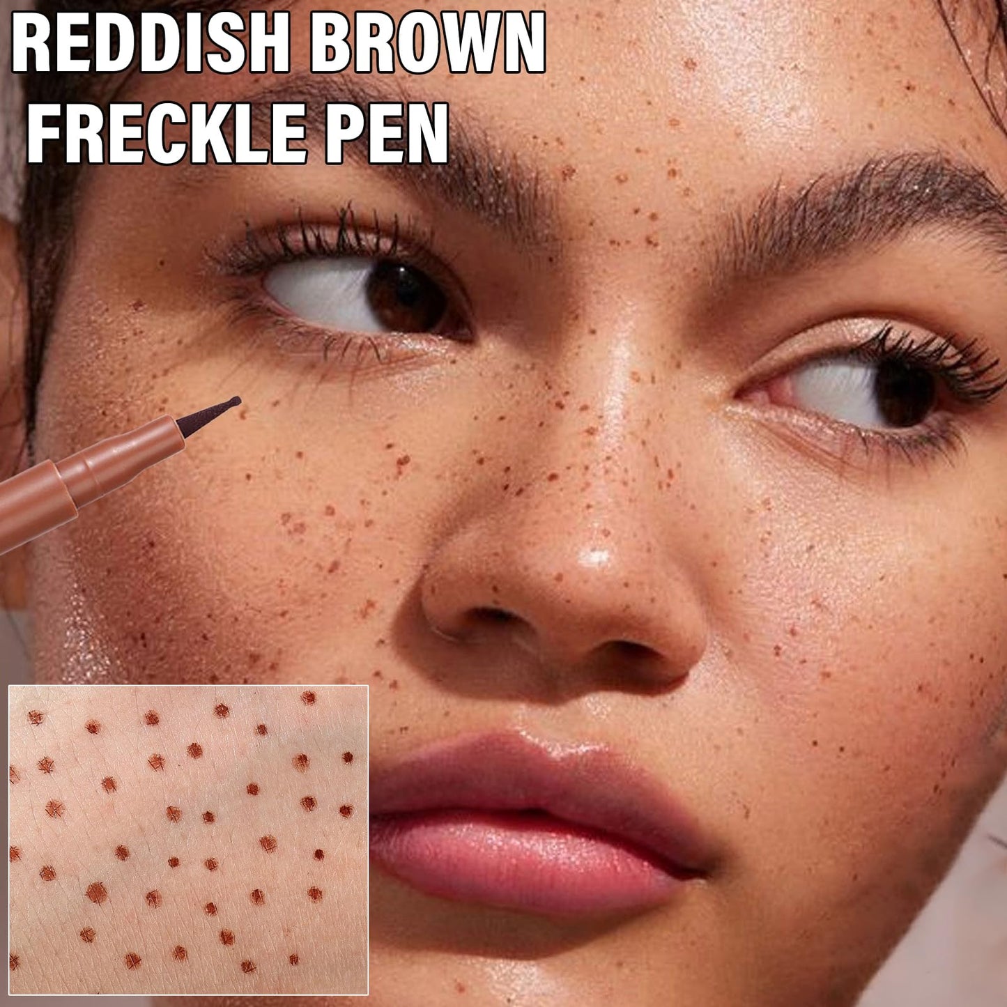 Freckle Pen, 2 PCS Natural Shades Long Lasting Waterproof Makeup for Effortless Sunkissed Look, Quick Dry Soft Dot Spot Pen in Grey & Reddish Brown