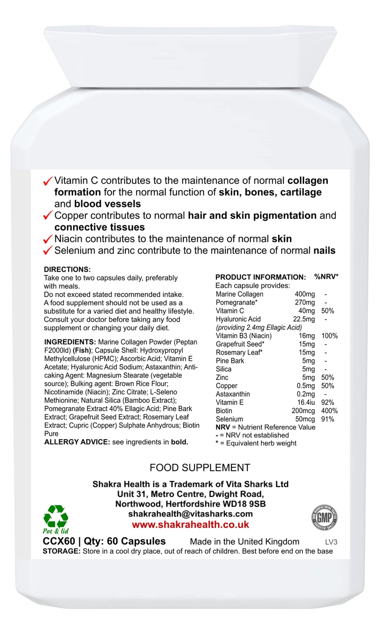 Glowing Goddess 60 Ultimate Marine Collagen Complex Capsules for Bones, Cartilage, Hair, Skin Pigmentation, Ageing, Beauty & UV Protection