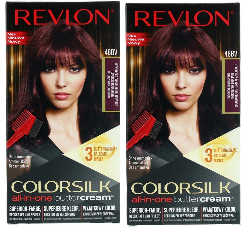 Revlon Luxurious Colorsilk Buttercream Vivid Colour Burgundy Hair Colour 2 PACK