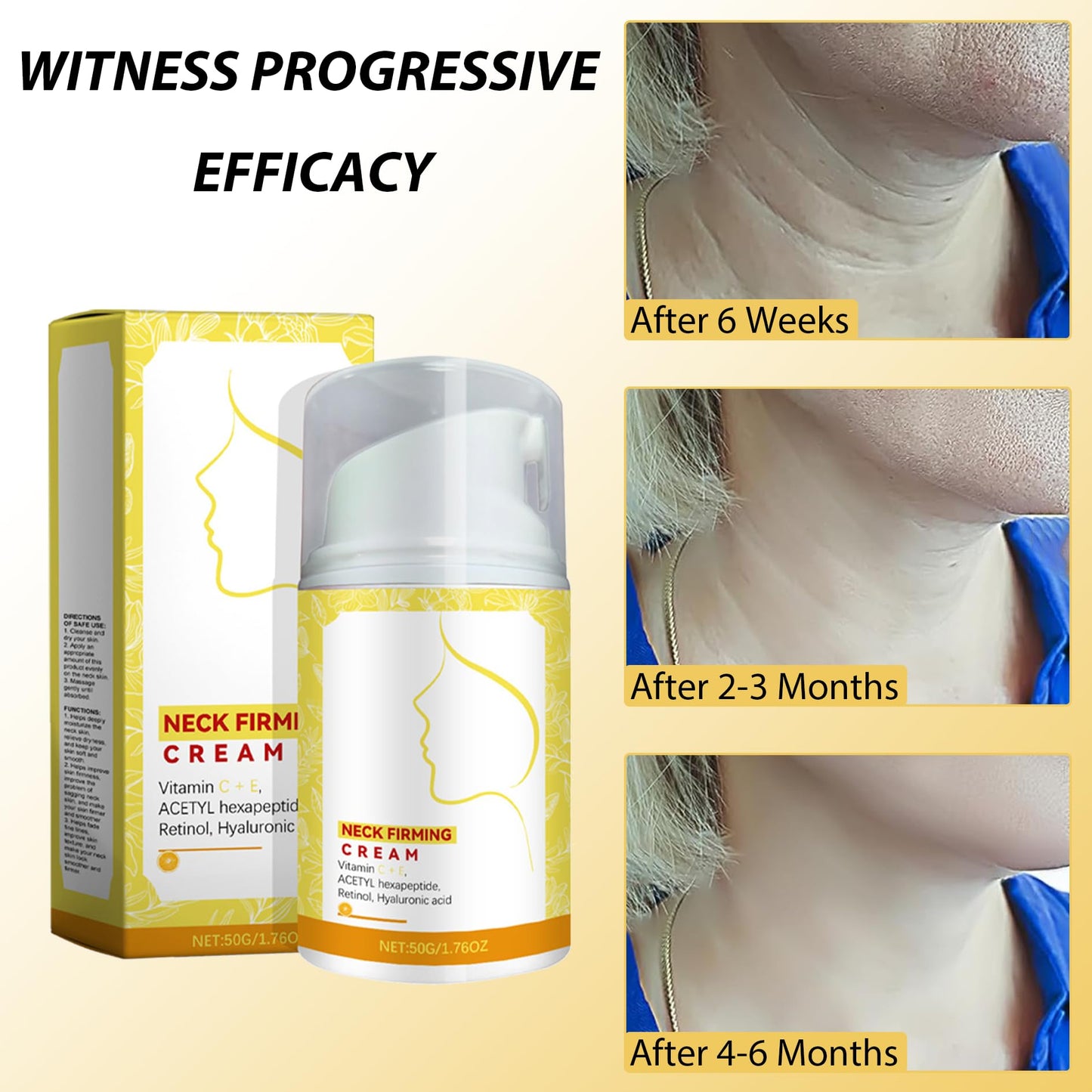 INBOLM Neck Firming Cream,Retinol Collagen Anti-Aging Neck Cream Reduces Wrinkles Fine Lines and Double Chin Tightens and Lifts Sagging Skin Suitable for Women to Lift and Moisturize