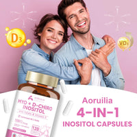 Inositol Supplement for Women with Ratio Myo-Inositol 1500mg & D-Chiro Inositol 37.5mg per Serving - Ideal 40:1 Ratio, Vitamin B8 Inositol Capsules with Folate&VIT D3 for Hormones & Ovarian, 120 Caps