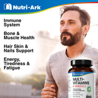 Nutri-Ark Multivitamin | 26 Key Multivitamins & Minerals for Women & Men Including Vitamin B12, K (K2), D (D3), C & Folic Acid | 3 Months Supply | Suitable for Vegetarians