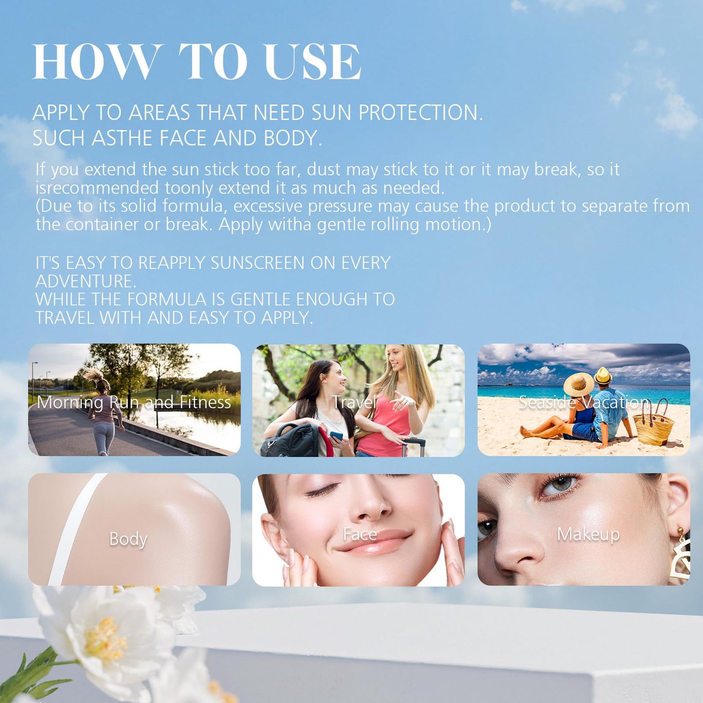 Sunblock Stick 20g Sun Block Sticks for Face Mineral Transparent Sun Stick Spf 50 Face Waterproof, Non-Whitening, Non-Greasy, Suitable for Travel, Vacation, Beach