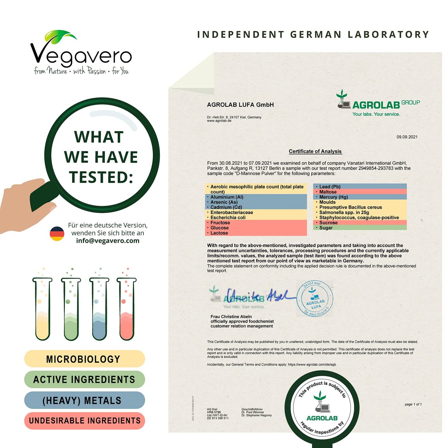 Pure D-Mannose Powder Vegavero® 250g | NO Additives, Lab-Tested | 100% Naturally Sourced from Corn | Scoop Included | Vegan