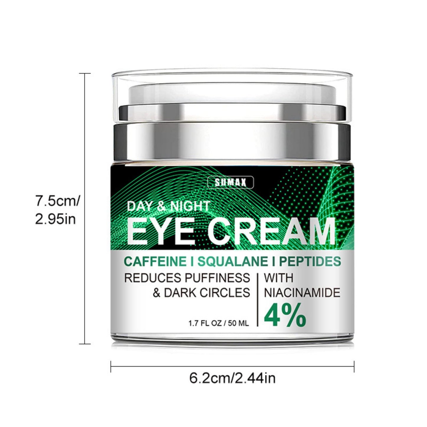 QIEEUMIN Caffeine Eye Cream for Dark Circles and Puffy Eyes with 4% Niacinamide Anti-Aging Collagen Eye Cream for Wrinkles Deeply Nourishing Skin Tightening 50ml