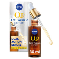 NIVEA Q10 Anti-Wrinkle Expert Dual Action Serum (30ml), Anti Ageing Face Serum for Women with Pure Q10, Visibly Reduces and Prevents Wrinkles