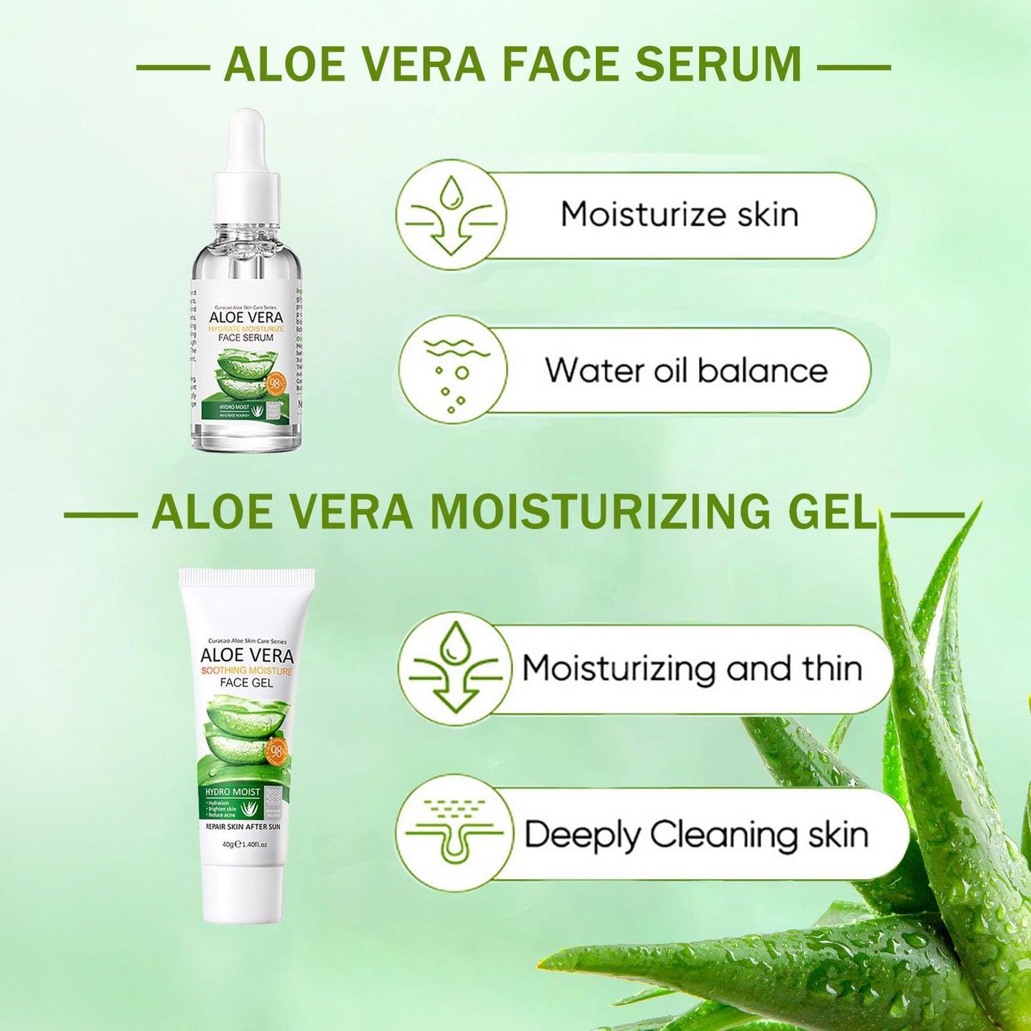 ISBEAUSOLS Aloe Vera Skincare Gift Set for Women - Self Care Gift Sets - Pamper Gift for Mum - Skin Care Sets & Kits - 10PCS Gifts for Teenage Girls with Face Serum-Gel Mask*5-Face Gel-Eye Mask-Lip Mask-Lip Balm