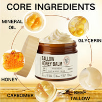 Cureluxe Body Moisturiser & Face Cream with Natural Beef Tallow,Beef Tallow Honey Blam for Face & Body Care,Smooth Skin,Deep Hydration & Nourishment,Day Cream for All Skin Types,57g
