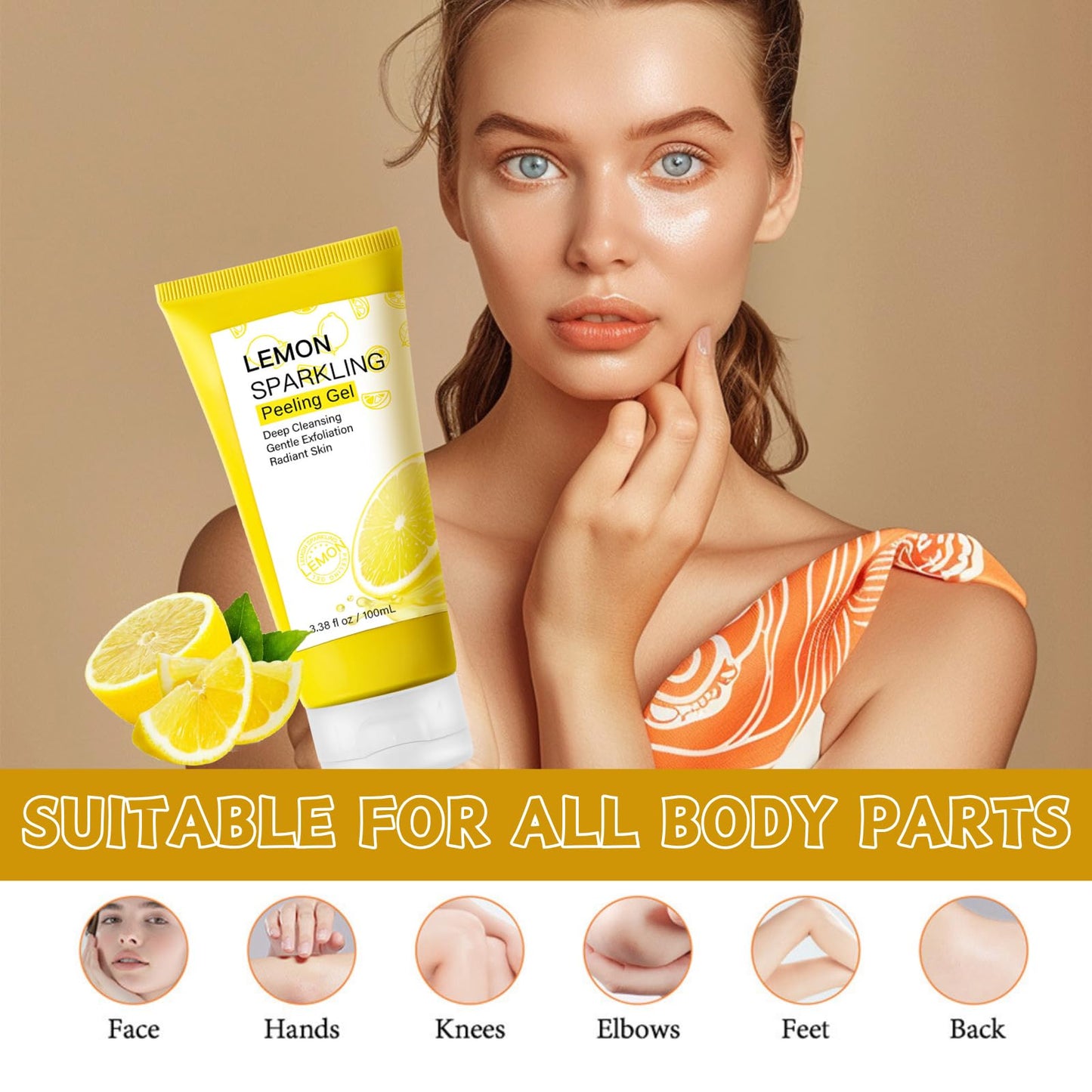 Trendyfave Lemon Peeling Gel, Vita Lemon Face Scrub Exfoliator with Purifying Exfoliating Gel – Vitamin C & Niacinamide for Glowing Skin, Face Exfoliator Scrub for Radiant Skin, Face & Body &Knee (100ml)