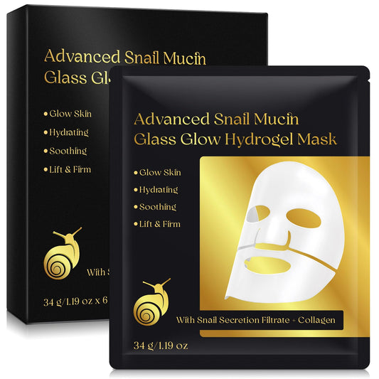 VCTSOF Snail Mucin Glass Glow Hydrogel Face Masks Skincare, 6Pcs Collagen Night Wrapping Mask, Sheet Mask, Snail Mucin Serum Collagen Face Mask