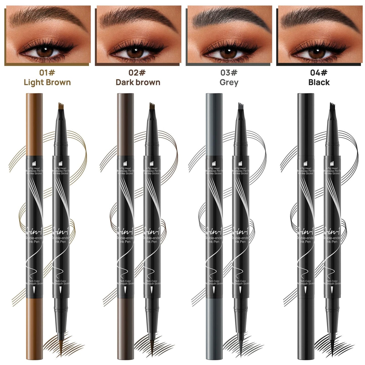 Shengqialun Eyebrow Pencil Light Brown, Microblading Eyebrow Pen Waterproof And Long-Lasting, Brow Pencil With Micro-4 Fork Tip, Precise Microblade Eyebrow Pen Duel-Ended 2 In 1 Naturally