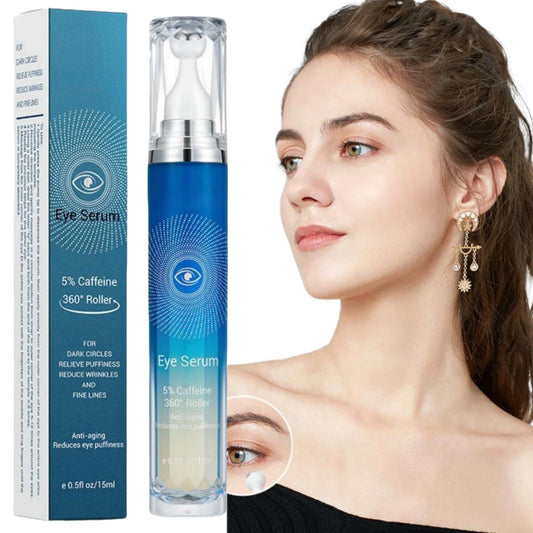 AINxtolm 5% Caffeine Eye Serum Roller,Eye Cream for Dark Circles and Puffy Eyes,Caffeine Eye Cream with 360° Massage Ball,Dark Circles Under Eye Treatment,Eye Cream for Eye Bags Remover,Eye Cream Anti Aging