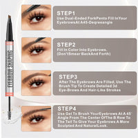 BQQCOB Magic Microblading Eyebrow Contouring Pencil - 2 in 1 Waterproof Eyebrow Pencil & Sealing Eyebrow Gel - 3D Makeup Fine Stroke 4 Fork Tip Brow Pencils - Long Lasting Eyebrow Pen Women (Dark)