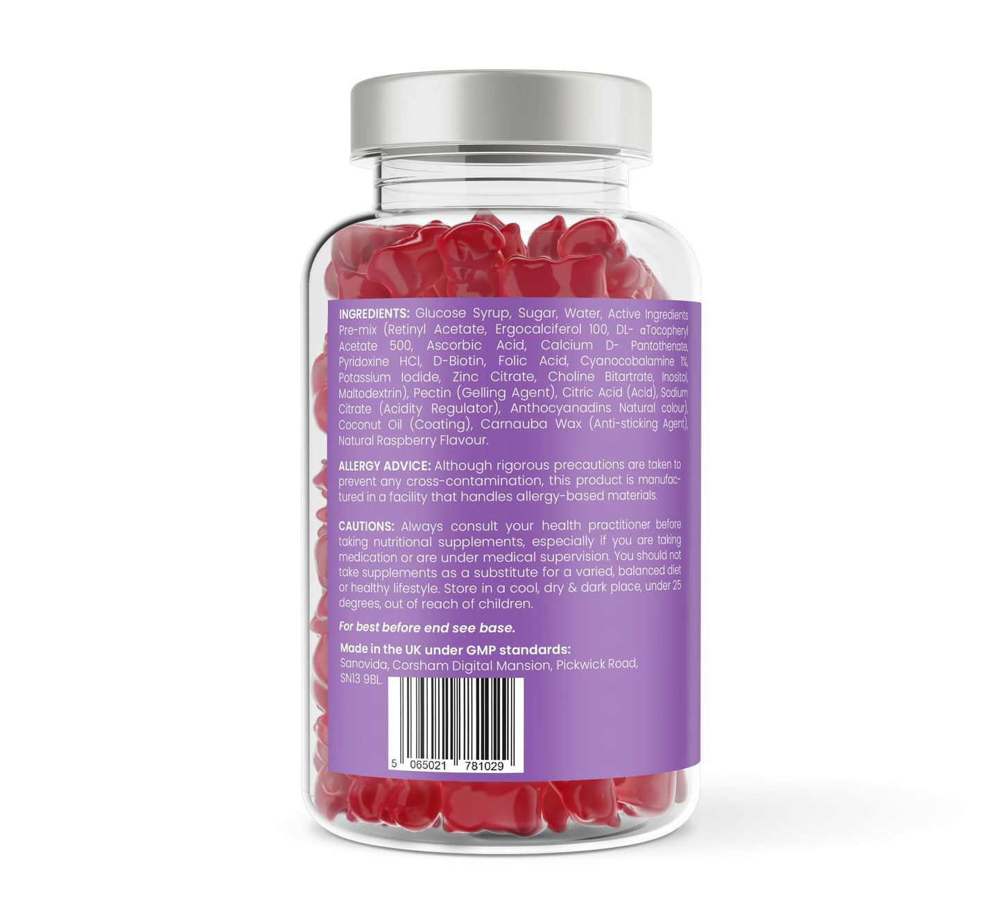 Sanovida Multivitamin Gummies for Women & Men - 5 Months Supply - 13 Multivitamins & Minerals - 150 Vitamin Gummies - with Vitamin C, A, D, B, Biotin & Zinc - Berry Flavoured Chewable Multivitamins Adults