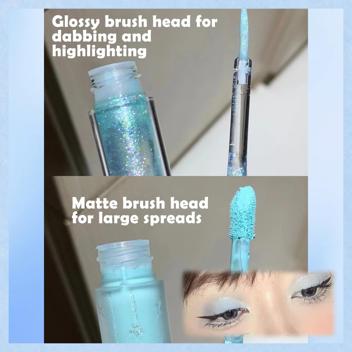 MINSHZEE Shimmering Eyeshadow Palette, Blue-Purple-Green Shades, Liquid Eyeshadow, Pearlescent Matte Effect, 3-in-1, Quick Drying, Long Lasting