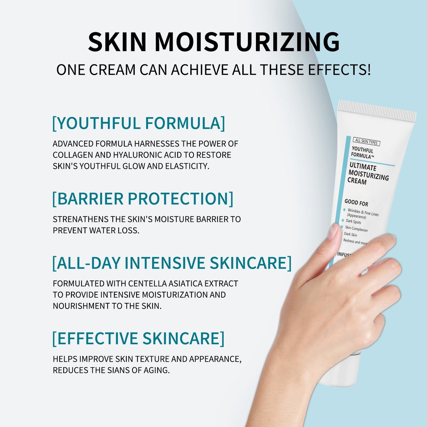 Generic Glowage Repair Moisturising Cream, Glowage Repair Moisturising, Youthful Formula Ultimate Moisturizing Cream For All Skin Types, With Collagen And Hyaluronic Acid, 100ml