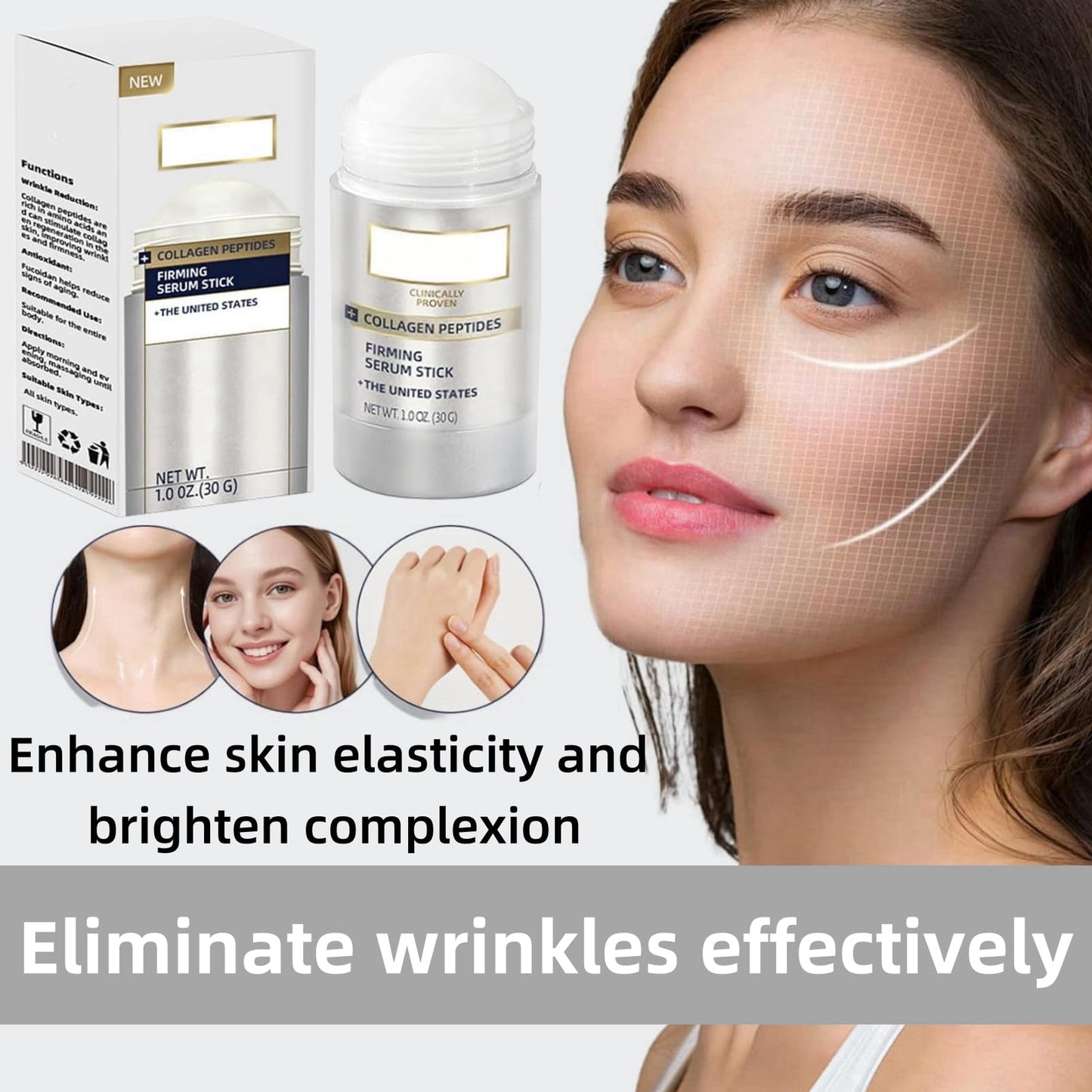 Yoowan Collagen Peptides Firming Serum Stick,Collagen Stick For Face,Collag-En Wand Sti-Ck,Collag-En Wand,Anti Aging,Improves Skin Elasticity,For Tightening Sagging Skin,Face And Neck Firming Cream,Hydrating