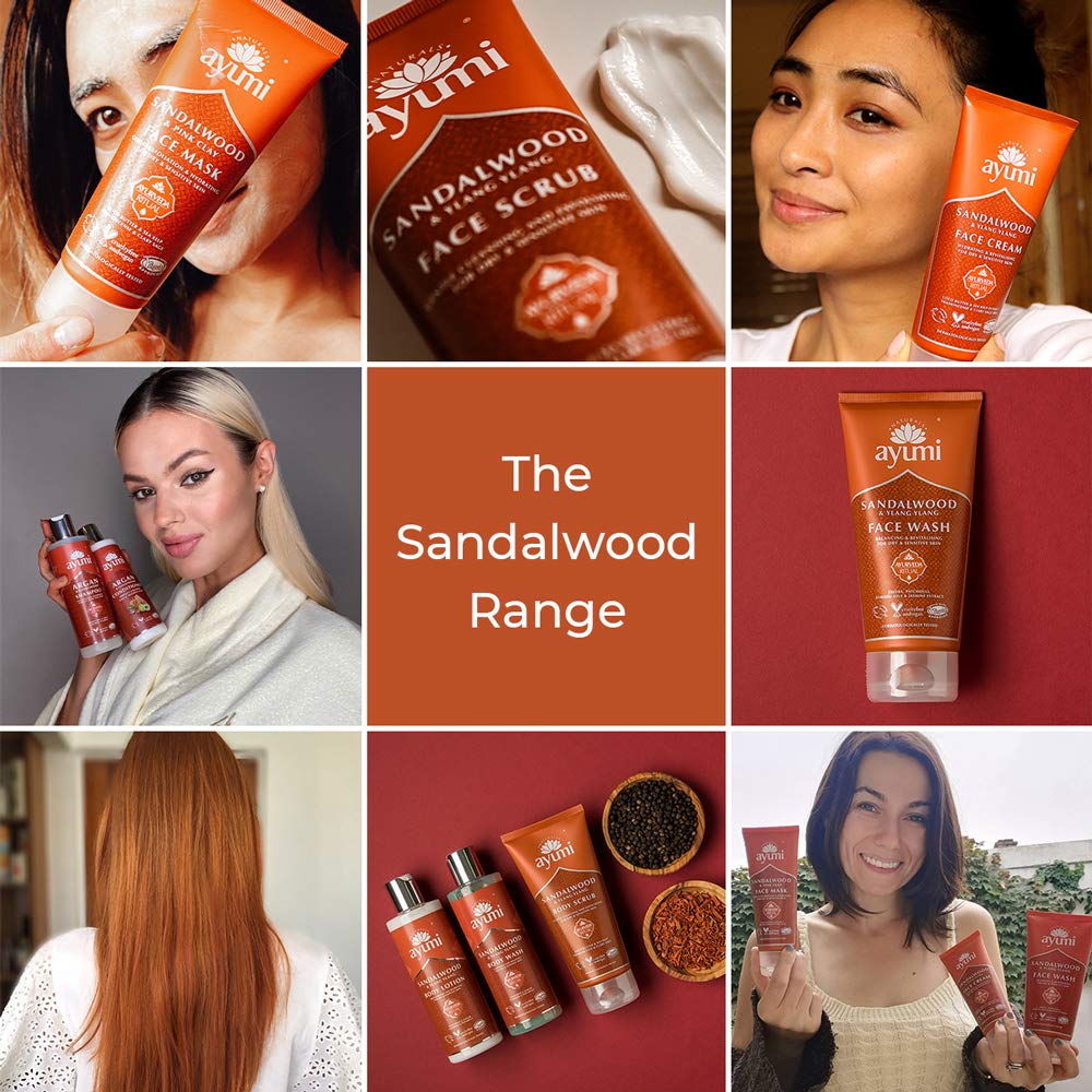 Ayumi Sandalwood & Ylang Ylang Face Scrub, Packed With Bamboo Stem Powder to Buff Away Dead Skin Cells, Rich in Cocoa & Shea Butters For Soft Skin - 1 x 125ml