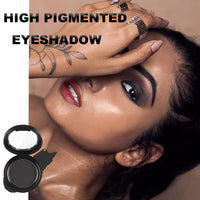 QUIWEN Single Matte Black Eyeshadow, Black Eye Make-Up Pressed Fine Powder Eyeshadow High Pigment Longwear Waterproof Single Black Eye Shadow With Brush for All Skin Tone