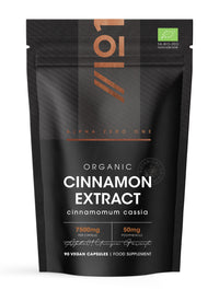 Organic Cinnamon Extract 7,500mg - 10% Polyphenols High Strength 15:1 Extract - 90 Vegan Capsules (3 Months Supply) - Resealable and Recyclable Pouch – by Alpha01